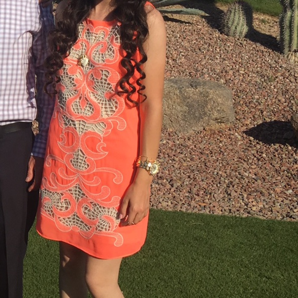 Neon/bright pink/orange Gianni Bini dress
